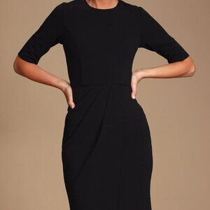 Lulu's Black Half Sleeve Sheath Dress